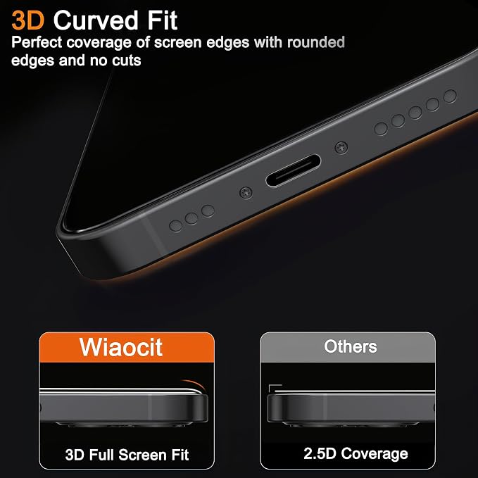 Wiaocit 3 Pack Tempered Glass Privacy Screen Protector - Image 5