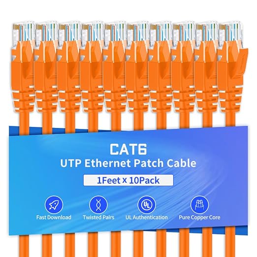 Cat6 Ethernet Cable 1 Feet 10 Pack Network RJ45 Cat6 Internet Patch Cable by XANHAM