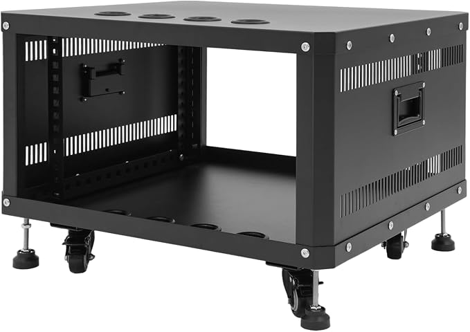 6U Stereo & Studio Rack with Wheels, Open Frame Audio Rack Cabinet, Rolling - Image 3