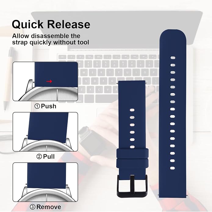 TIESOME Silicone Watch Bands, Quick Release Waterproof Soft Rubber Replacement - Image 4