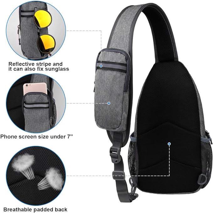 WATERFLY Crossbody Sling Backpack Sling Bag Travel Hiking Chest Bags Daypack - Image 5