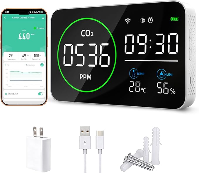 Smart Air Quality Monitor Indoor, WiFi Air Quality Tester by VirtueSensor