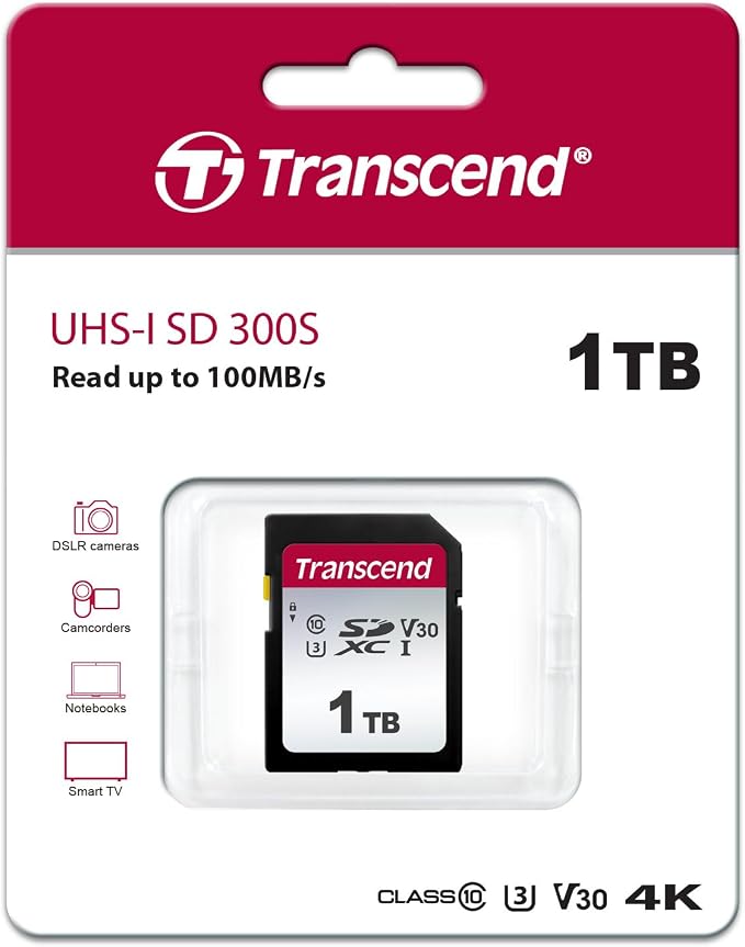Transcend SDC300S 1TB SDXC SD Card, UHS-I U3 V30, 4K UHD & Full HD - Image 2
