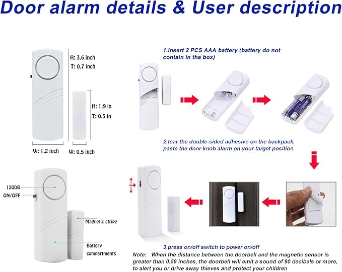 Door Window Alarm, 90DB Door Alarms - Image 6
