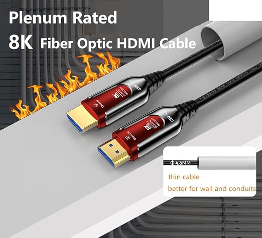 65Ft Plenum Rated HDMI Cable, 8K 48Gbps Fiber Optic Ultra High Speed Long HDMI - Image 3