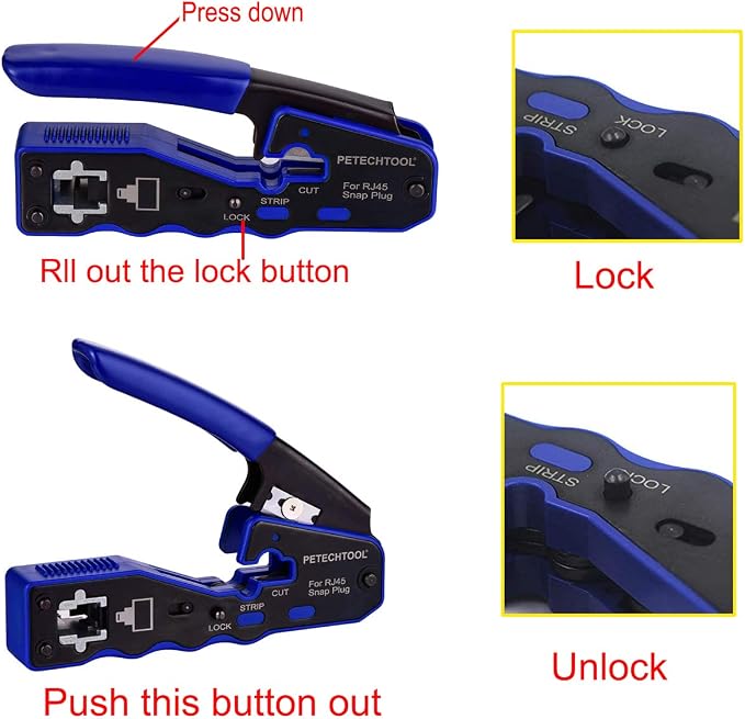 RJ45 Crimp Tool Kit Ethernet Crimping Tool Wire Crimper Stripper Cutter - Image 4
