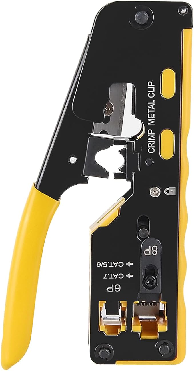 RJ45 Crimping Tool Ethernet Crimp All-In-One Modular Ethernet Crimper by Dorhea