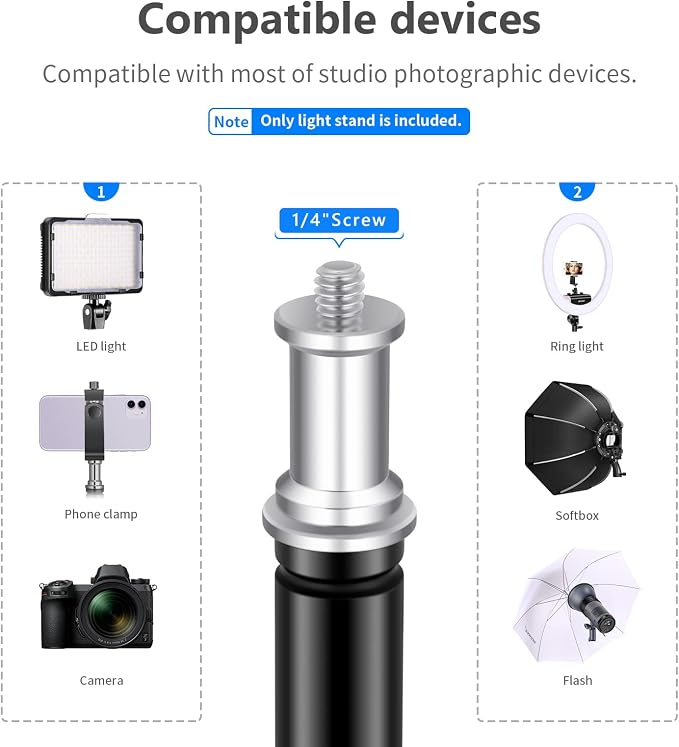 Neewer 6.23 Feet/190CM Aluminum Light Tripod Stands - Image 5