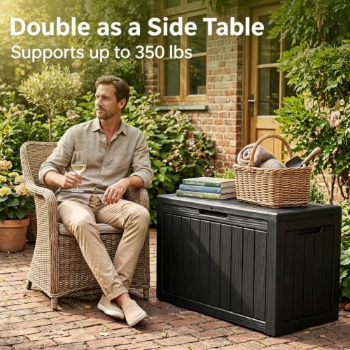55 Gal Outdoor Storage Box Waterproof Lockable Deck Box - Image 3