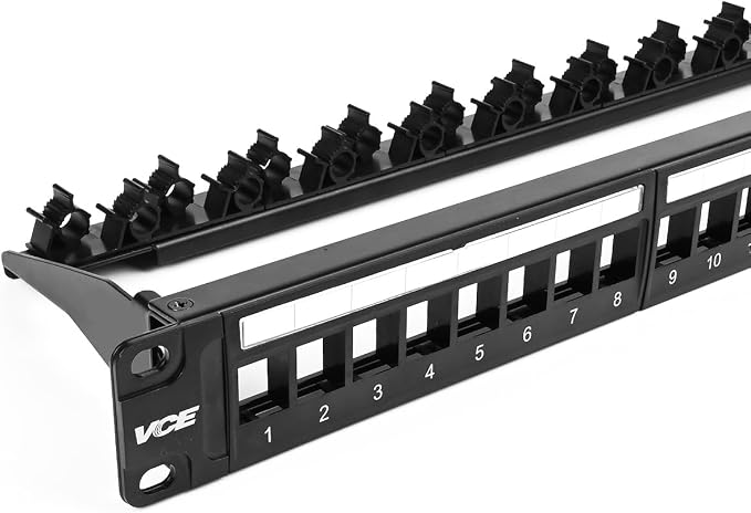 VCE 24 Port Patch Panel, 1U Blank Cat6 Rackmount Panel - Image 9