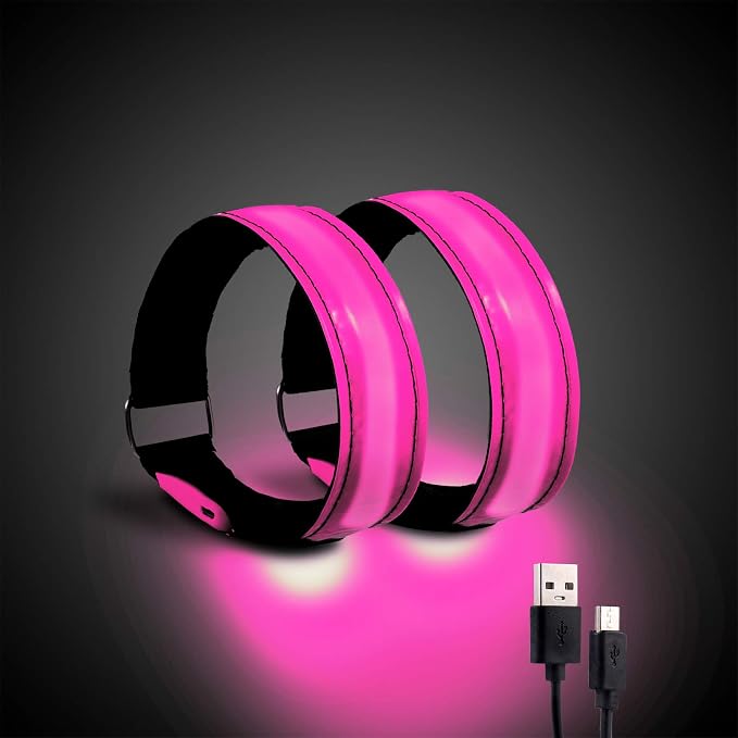 2 Pack Rechargeable LED Reflective Armband, High Brightness High Visibility by OMKHE