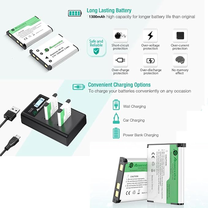 NP-45 NP-45A NP-45B NP-45S Battery 1300mAh*2 & Dual Charger Compatible - Image 8