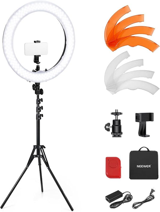 NEEWER 55W 18"/45cm Ring Light Kit, 5600K Dimmable LED Ringlight Tripod Stand by Neewer