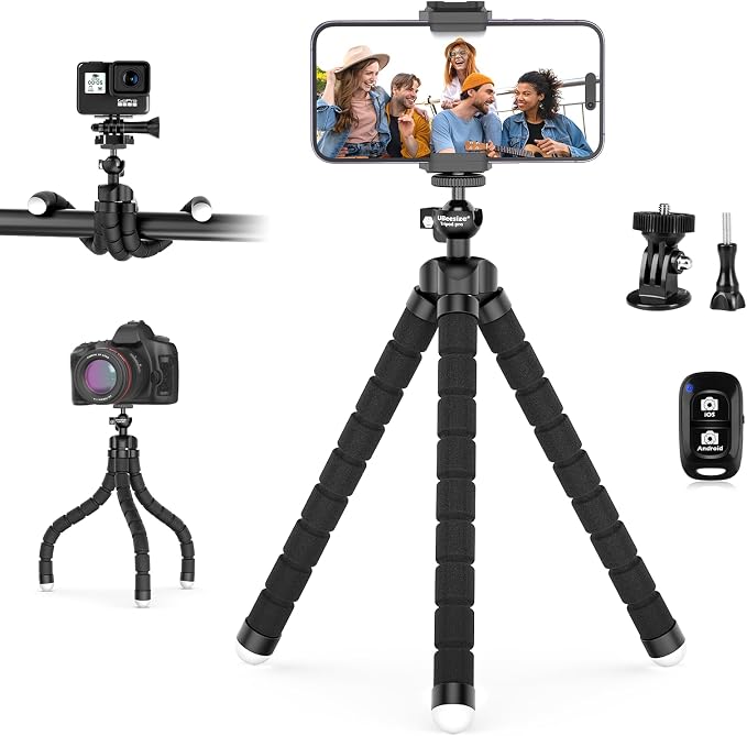 UBeesize Flexible Mini Phone Tripod, Portable and Adjustable Camera Stand Holder by UBeesize