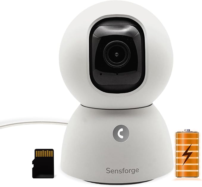 SensForge 2.5K Rechargeable Pan-Tilt Security Camera, 360° Dual-Band WiFi Home by SensForge