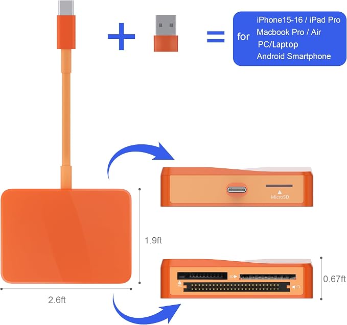 SD Card Reader, 4 in 1 USB C to SD/TF/CF/MS Card Reader - Image 4