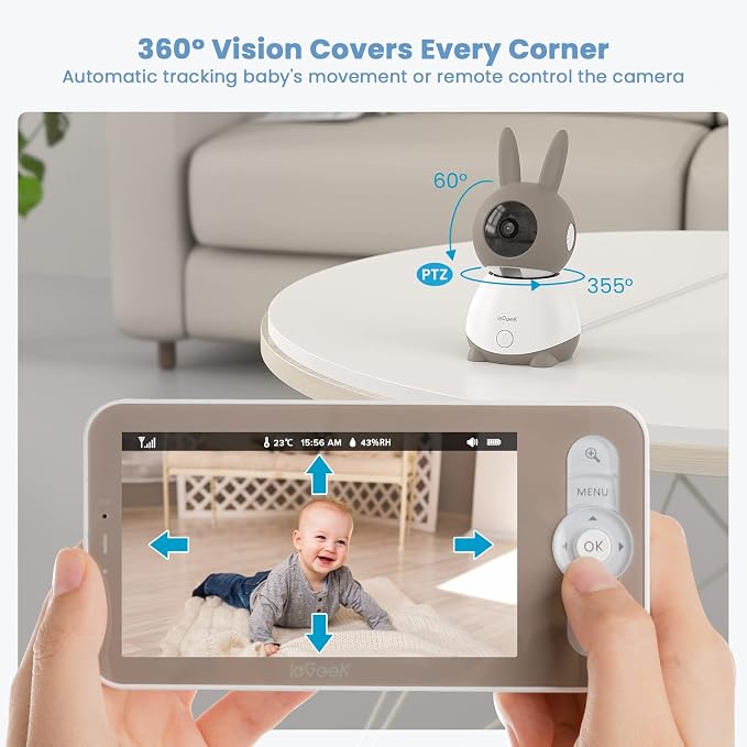 ieGeek Baby Monitor with 2K HD Resolution, Pan-Tilt-Zoom Video Baby Monitor - Image 4