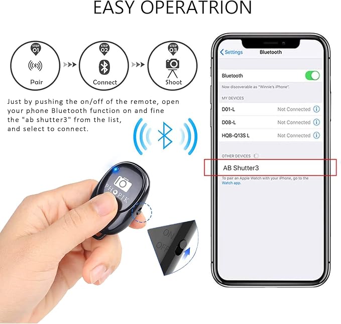 Phone Camera Remote Control for Photos & Videos, Wireless Camera Remote Shutter - Image 2