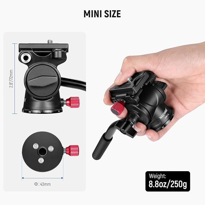 NEEWER Fluid Tripod Head with Handle & Arca Type Quick Release, Aluminum Alloy - Image 4