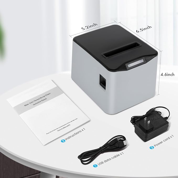 NUCOUN Thermal Receipt Printer, 80mm USB POS Printer, Auto Cutter, Support Cash - Image 7