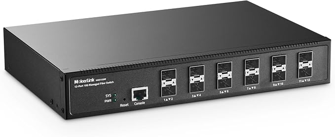 MokerLink 12 Port 10G SFP+ Managed Fiber Switch, 1G/10G SFP Slot, L3 Web/CLI by MokerLink