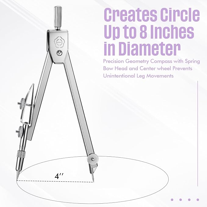 EBOOT Student Geometry Math Set, Drawing Compass and 6 Inch Swing Arm - Image 3