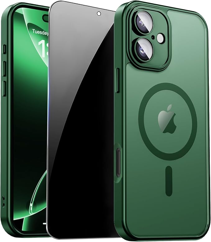 for iPhone 16 Case with Privacy Screen Protector and Camera Protection by ZOZDOKG