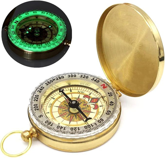 Camping Survival Compass for Hiking, Small Golden Pocket Compass for Kids by Unknown