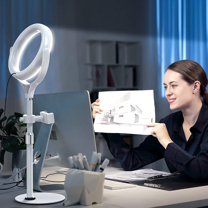 8 inch Desk Ring Light with Stand, Adjustable Zoom Lighting - Image 3