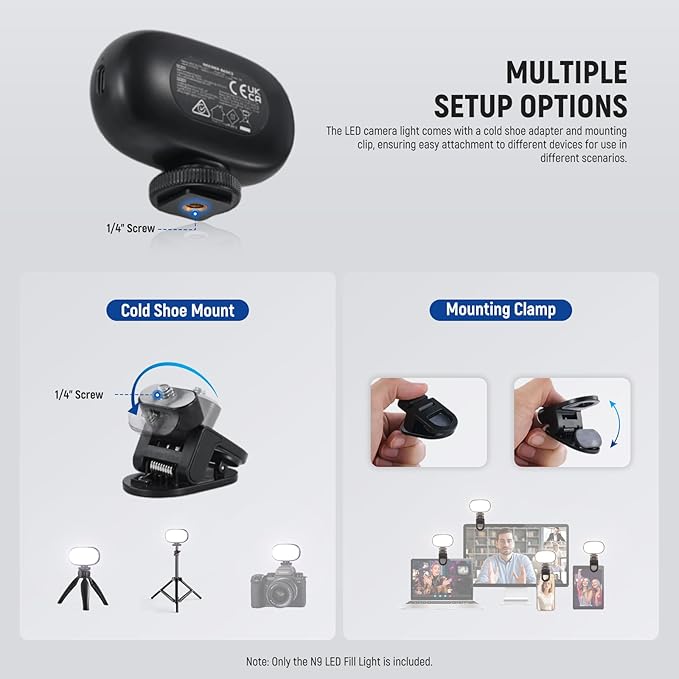 NEEWER Basics Portable Selfie Light, 3W Clip on Phone Small LED Cold Shoe - Image 5