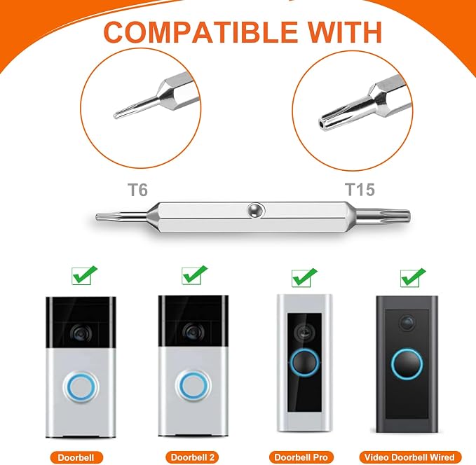 Video Doorbell Screwdriver, Double-Ended T6 T15 Screw Driver Tool - Image 5