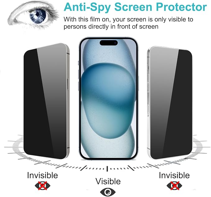 PEHAEL 2+2 Pack for iPhone 15 Privacy Screen Protector - Image 4