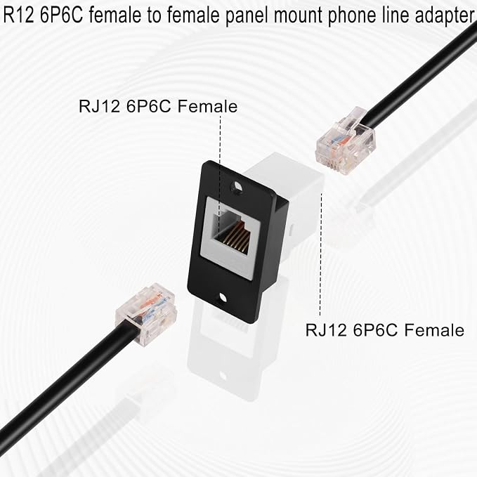 QIANRENON CAT3 RJ12 6P6C Rectangular Panel Telephone Line Adapter RJ12 6P6C - Image 3