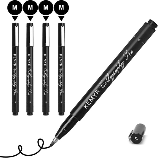 4 Micro Fine liner Drawing Art Pens Calligraphy Pens: M Size Black Art supplies Waterproof Archival Black Ink Markers For Artists,Use for Professional Watercolor,Sketching