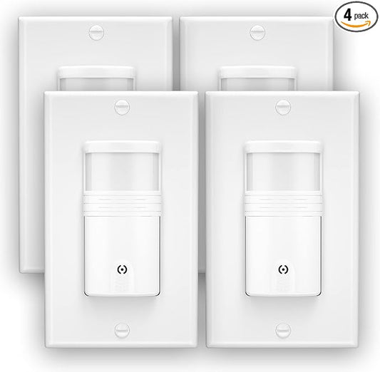 4 Pack, 3-Way Motion Sensor Light Switch, Neutral Wire Required, Indoor in-Wall by EverElectrix