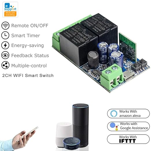 Ewelink WiFi Wireless Smart Relay Module USB 5v 2 Channel Momentary Toggle - Image 4