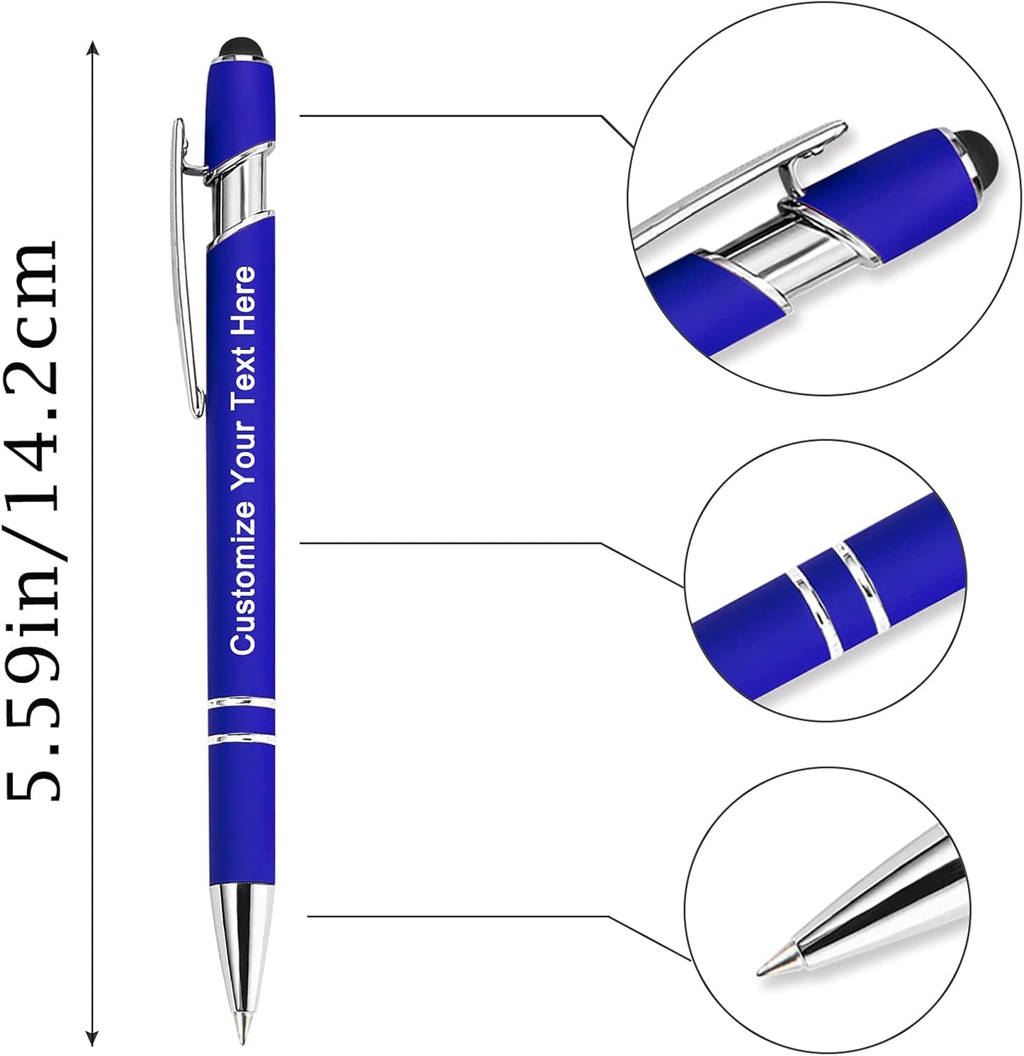 Max 500 Pcs Personalized Pens Bulk, Custom Pens with Free Engraving, Customized Stylus Tip Ballpoint Pen with Your Name Massage Text for School Office Business Graduation Anniversaries-150 Packs