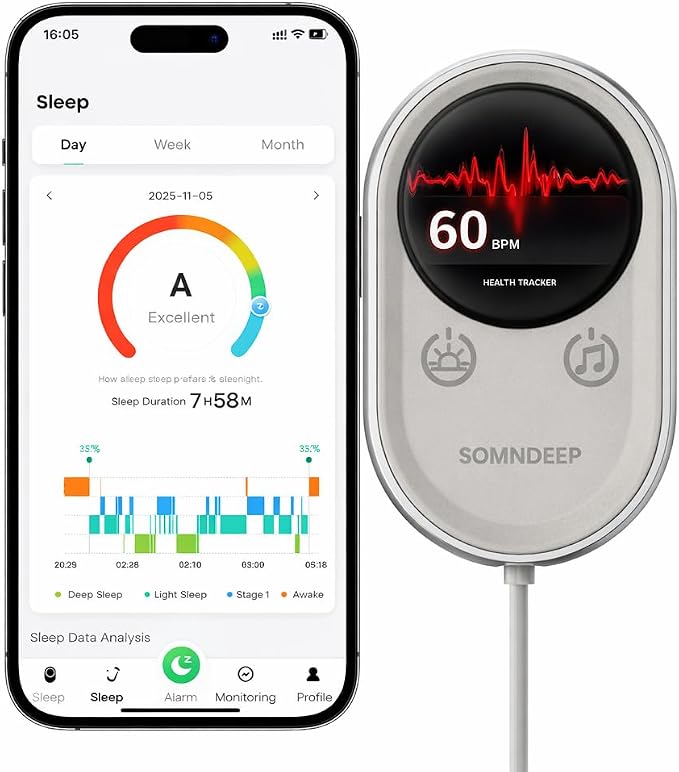 Contactless Smart Sleep Tracker, Heart Rate & Breathing Pattern Tracking by SOMNDEEP