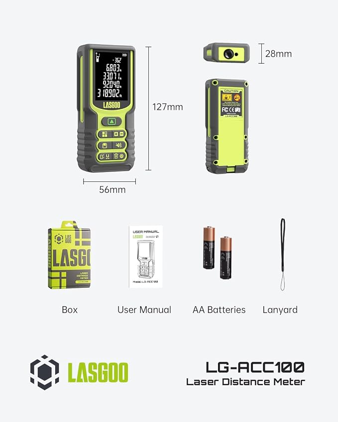 Laser Measure, LASGOO 100m/328ft Laser Measurement Tool, Laser Distance Meter - Image 7