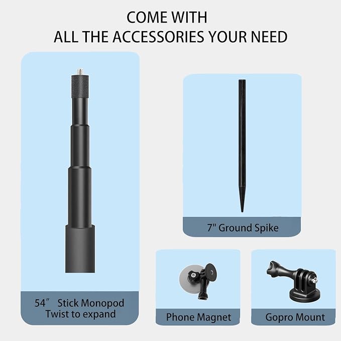 Golf Monopod Selfie Stick with Metal Ground Spike, Magnetic Phone Holder 52" - Image 4