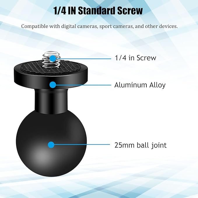 2PC Aluminum Alloy 1" Ball Mount Adapter - Image 2