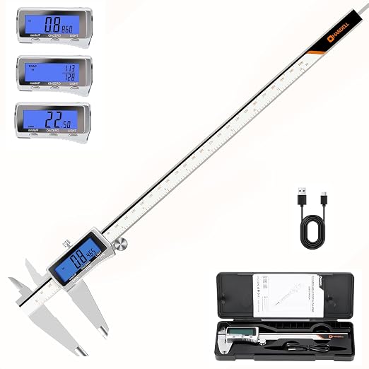 HARDELL Digital Caliper 12 Inch, Rechargeable All Metal Electronic Micrometer by HARDELL