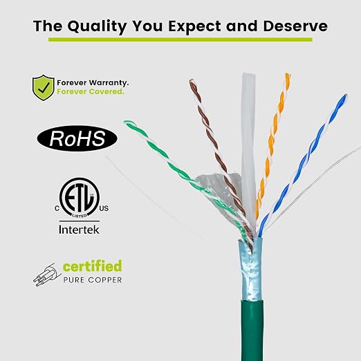 TRUE CABLE Cat6A Shielded Riser Bulk Ethernet Cable, 23AWG Solid Bare Copper - Image 3