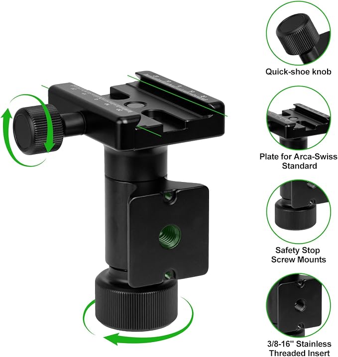 Monopod Gimbal Head with Arca-Swiss Dovetail Quick Release Plate | Rapid - Image 3