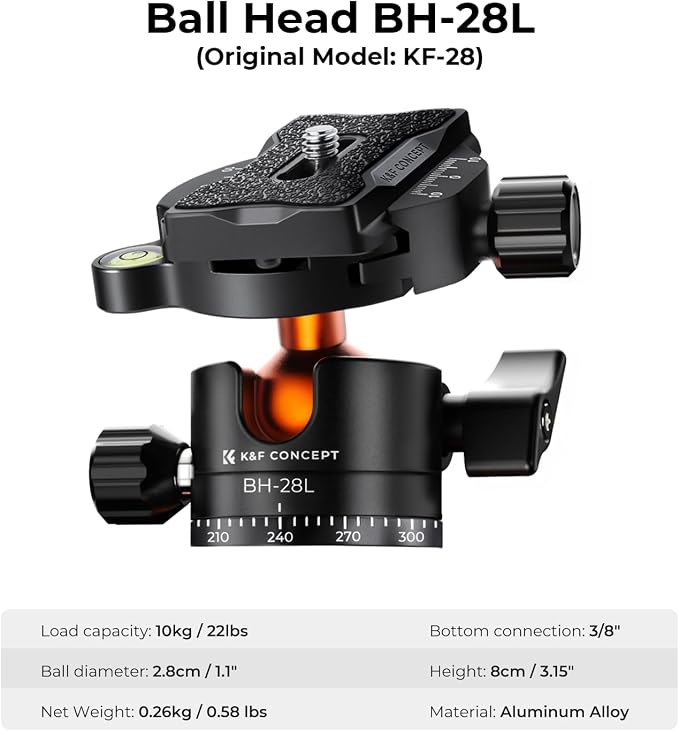 K&F CONCEPT 62" DSLR Camera Tripod, Lightweight and Compact Aluminum Detachable - Image 5