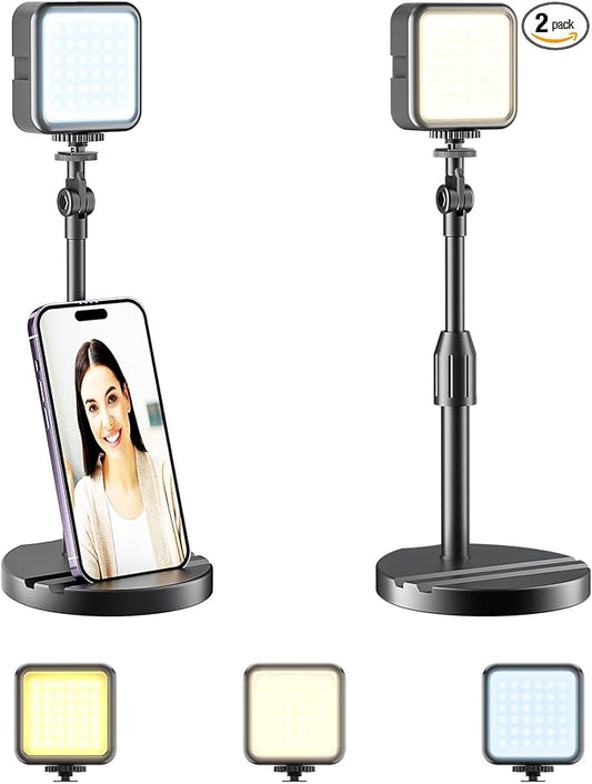 2-Pack Portable Rechargeable LED Video Light, Battery Powered Photography by Mionondi