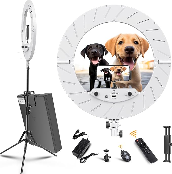 Ring Light Kit:18"/45cm Outer 55W6700k Dimmable LED Light, Tripod Stand by JJJINAJIN18RINGLIGHT