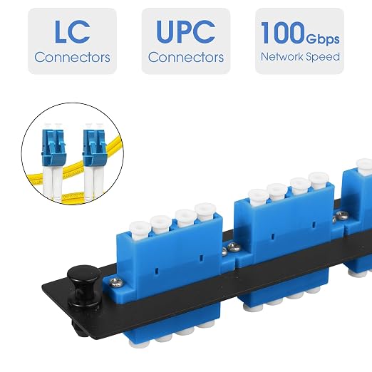 LC/UPC Fiber Patch Panel, 3 Singlemode Blue 4 Channels LC Adapters, 12 Fiber - Image 2