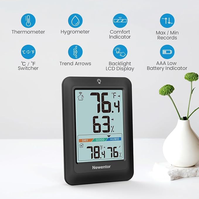 Newentor Indoor Outdoor Thermometer Wireless, Weather Station - Image 7