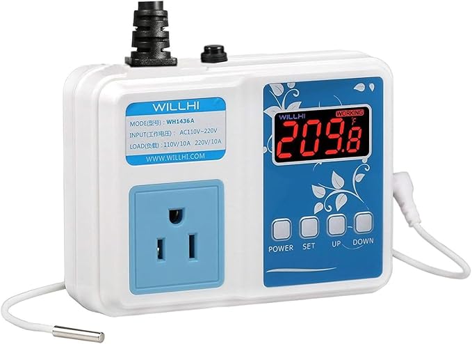 WH1436A 10A Temperature Controller 110V Digital Thermostat Switch Sous Vide by WILLHI
